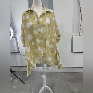 Patrizia Luca Yellow and White Striped Blouse